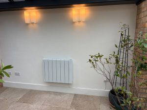 Wall lights, sockets and electric heater fitted